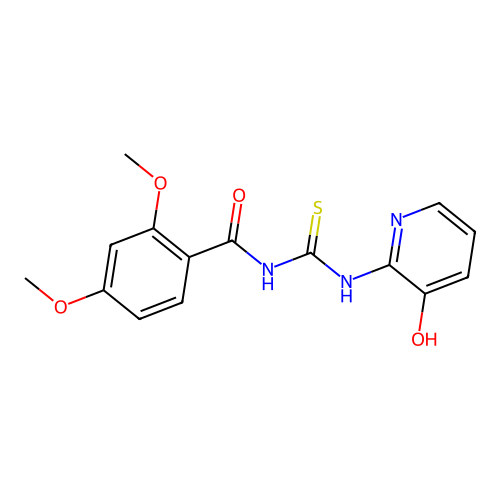N-[(3-hydroxypyridin-2-yl)carbamothioyl]-2,4-dimethoxybenzamide structure