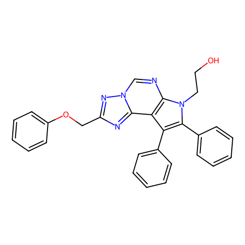 2-(2-(phenoxymethyl)-8,9-diphenyl-7H-pyrrolo[3,2-e][1,2,4]triazolo[1,5-c]pyrimidin-7-yl)ethanol structure