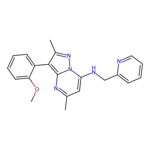 3-(2-methoxyphenyl)-2,5-dimethyl-N-(pyridin-2-ylmethyl)pyrazolo[1,5-a]pyrimidin-7-amine structure