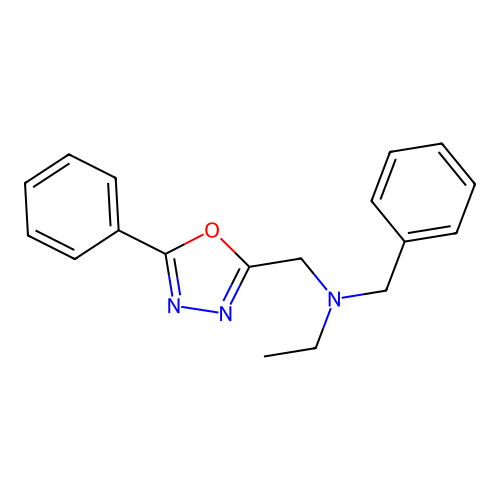 N-benzyl-N-[(5-phenyl-1,3,4-oxadiazol-2-yl)methyl]ethanamine structure