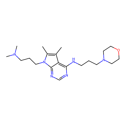 7-(3-(dimethylamino)propyl)-5,6-dimethyl-N-(3-morpholinopropyl)-7H-pyrrolo[2,3-d]pyrimidin-4-amine structure
