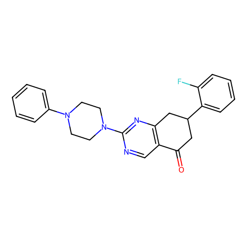 7-(2-fluorophenyl)-2-(4-phenylpiperazin-1-yl)-7,8-dihydroquinazolin-5(6H)-one structure