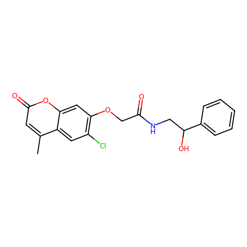 2-((6-chloro-4-methyl-2-oxo-2H-chromen-7-yl)oxy)-N-(2-hydroxy-2-phenylethyl)acetamide structure