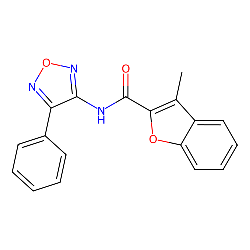 3-methyl-N-(4-phenyl-1,2,5-oxadiazol-3-yl)-1-benzofuran-2-carboxamide structure