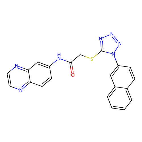 2-{[1-(naphthalen-2-yl)-1H-tetrazol-5-yl]sulfanyl}-N-(quinoxalin-6-yl)acetamide structure