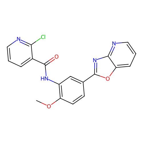 2-chloro-N-(2-methoxy-5-[1,3]oxazolo[4,5-b]pyridin-2-ylphenyl)nicotinamide structure