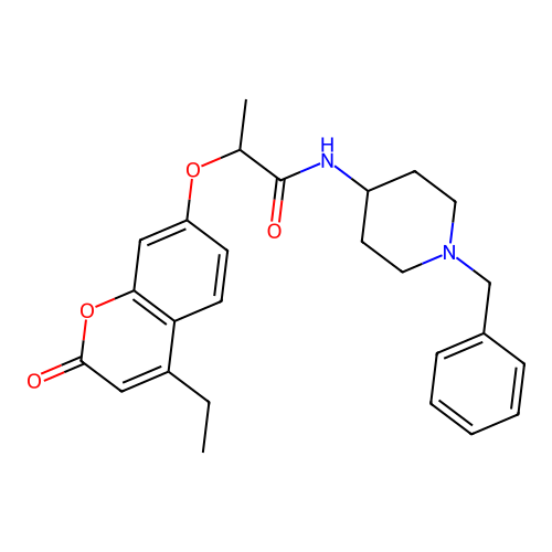 N-(1-benzylpiperidin-4-yl)-2-((4-ethyl-2-oxo-2H-chromen-7-yl)oxy)propanamide structure