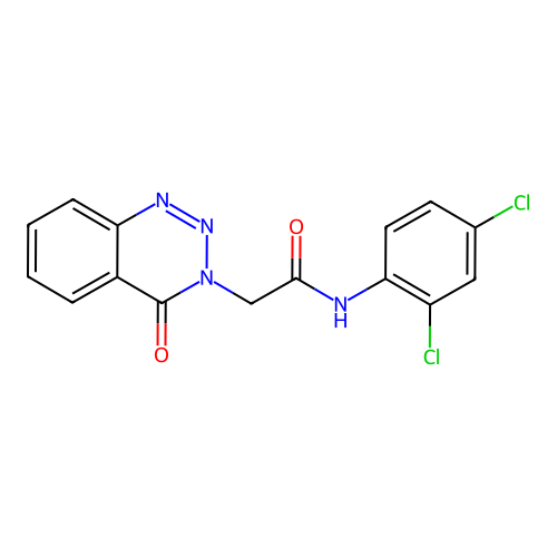 N-(2,4-dichlorophenyl)-2-(4-oxo-1,2,3-benzotriazin-3(4H)-yl)acetamide structure