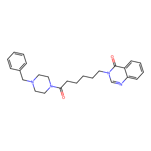 3-(6-(4-benzylpiperazin-1-yl)-6-oxohexyl)quinazolin-4(3H)-one structure