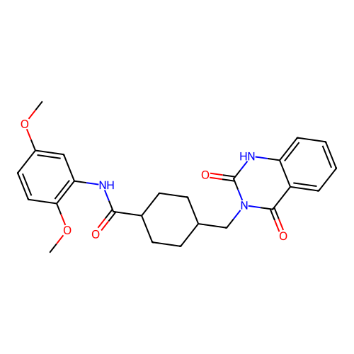 N-(2,5-dimethoxyphenyl)-4-[(2,4-dioxo-1H-quinazolin-3-yl)methyl]cyclohexane-1-carboxamide structure