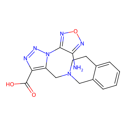 1-(4-amino-1,2,5-oxadiazol-3-yl)-5-((3,4-dihydroisoquinolin-2(1H)-yl)methyl)-1H-1,2,3-triazole-4-carboxylic acid structure