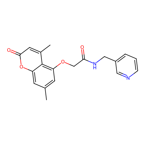 2-((4,7-dimethyl-2-oxo-2H-chromen-5-yl)oxy)-N-(pyridin-3-ylmethyl)acetamide structure