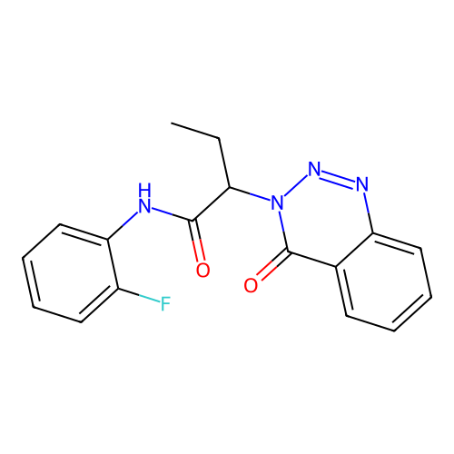 N-(2-fluorophenyl)-2-(4-oxo-1,2,3-benzotriazin-3(4H)-yl)butanamide structure
