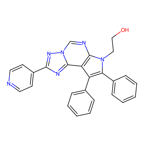 2-(8,9-diphenyl-2-(pyridin-4-yl)-7H-pyrrolo[3,2-e][1,2,4]triazolo[1,5-c]pyrimidin-7-yl)ethanol structure
