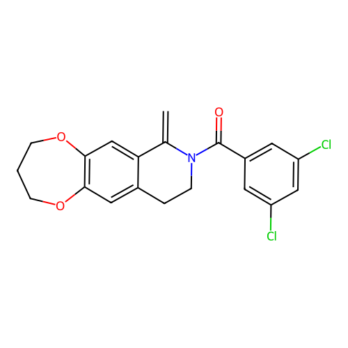 (3,5-dichlorophenyl)(7-methylene-3,4,9,10-tetrahydro-2H-[1,4]dioxepino[2,3-g]isoquinolin-8(7H)-yl)methanone structure