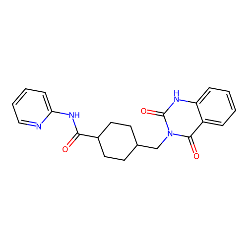 4-((2,4-dioxo-1,2-dihydroquinazolin-3(4H)-yl)methyl)-N-(pyridin-2-yl)cyclohexanecarboxamide structure