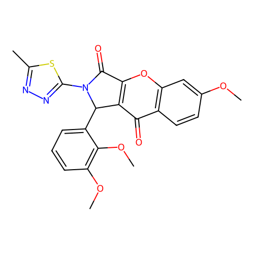 1-(2,3-dimethoxyphenyl)-6-methoxy-2-(5-methyl-1,3,4-thiadiazol-2-yl)-1,2-dihydrochromeno[2,3-c]pyrrole-3,9-dione structure