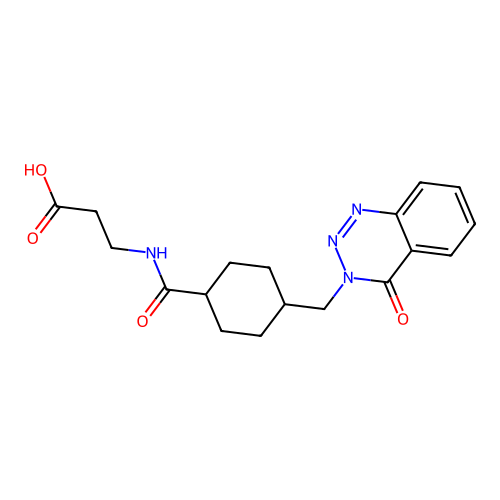 3-(4-((4-oxobenzo[d][1,2,3]triazin-3(4H)-yl)methyl)cyclohexanecarboxamido)propanoic acid structure