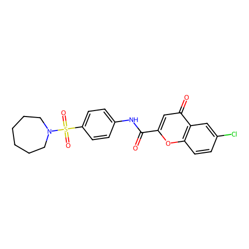 N-[4-(azepan-1-ylsulfonyl)phenyl]-6-chloro-4-oxo-4H-chromene-2-carboxamide structure