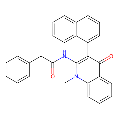 N-(1-methyl-3-naphthalen-1-yl-4-oxoquinolin-2-yl)-2-phenylacetamide structure