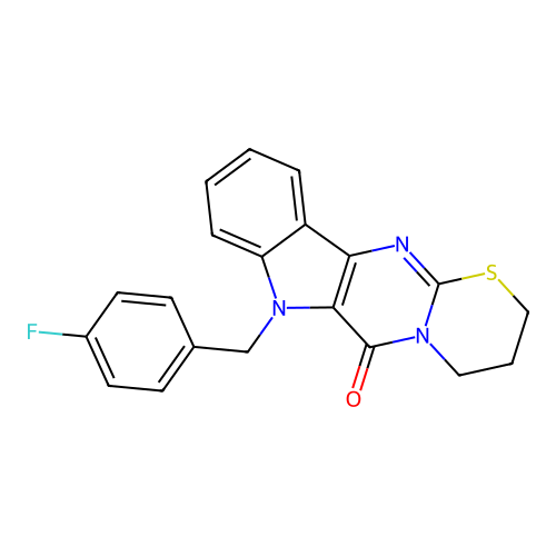 7-(4-fluorobenzyl)-3,4-dihydro-2H-[1,3]thiazino[3',2':1,2]pyrimido[5,4-b]indol-6(7H)-one structure