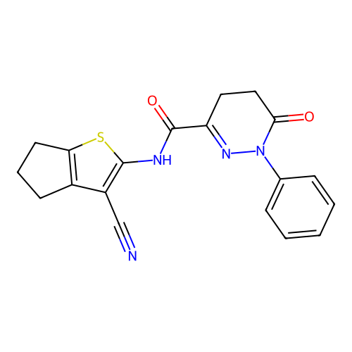 N-(3-cyano-5,6-dihydro-4H-cyclopenta[b]thiophen-2-yl)-6-oxo-1-phenyl-1,4,5,6-tetrahydropyridazine-3-carboxamide structure