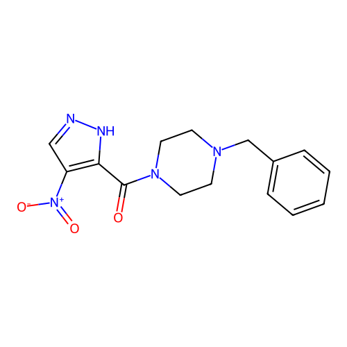 (4-benzylpiperazin-1-yl)(4-nitro-1H-pyrazol-3-yl)methanone structure