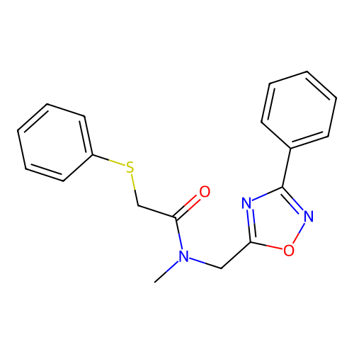 N-methyl-N-[(3-phenyl-1,2,4-oxadiazol-5-yl)methyl]-2-phenylsulfanylacetamide structure