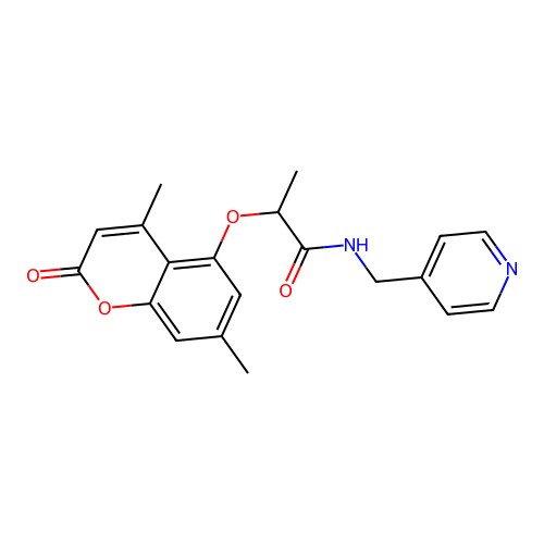 2-[(4,7-dimethyl-2-oxo-2H-chromen-5-yl)oxy]-N-(pyridin-4-ylmethyl)propanamide structure