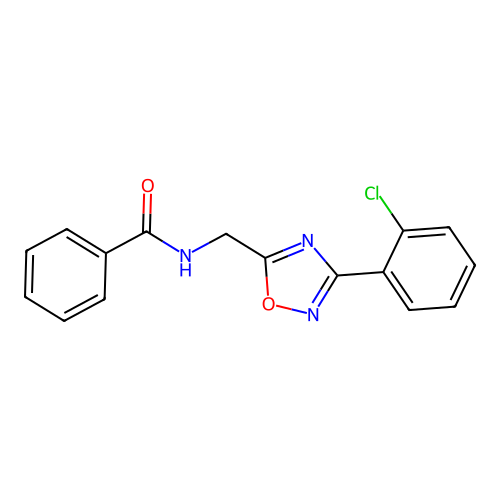 N-[[3-(2-chlorophenyl)-1,2,4-oxadiazol-5-yl]methyl]benzamide structure