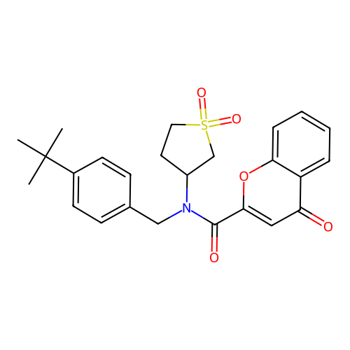 N-(4-tert-butylbenzyl)-N-(1,1-dioxidotetrahydrothiophen-3-yl)-4-oxo-4H-chromene-2-carboxamide structure