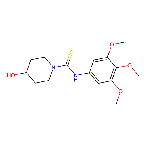 4-hydroxy-N-(3,4,5-trimethoxyphenyl)piperidine-1-carbothioamide structure
