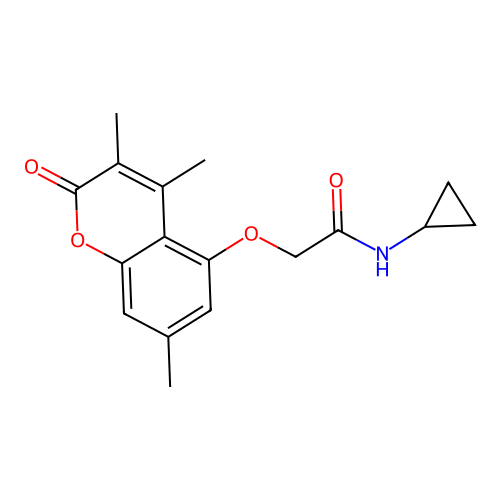 N-cyclopropyl-2-(3,4,7-trimethyl-2-oxochromen-5-yl)oxyacetamide structure