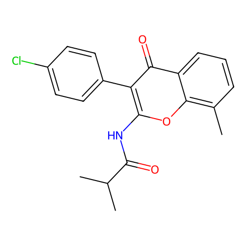 N-(3-(4-chlorophenyl)-8-methyl-4-oxo-4H-chromen-2-yl)isobutyramide structure