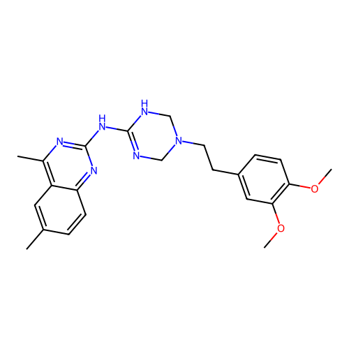 N-{5-[2-(3,4-dimethoxyphenyl)ethyl]-1,4,5,6-tetrahydro-1,3,5-triazin-2-yl}-4,6-dimethylquinazolin-2-amine structure