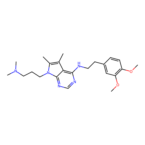 N-(3,4-dimethoxyphenethyl)-7-(3-(dimethylamino)propyl)-5,6-dimethyl-7H-pyrrolo[2,3-d]pyrimidin-4-amine structure
