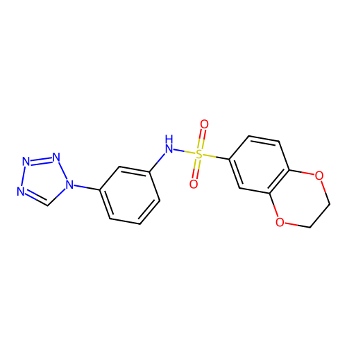 N-[3-(1H-tetrazol-1-yl)phenyl]-2,3-dihydro-1,4-benzodioxine-6-sulfonamide structure