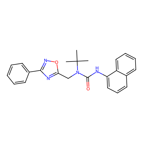 1-Tert-butyl-3-naphthalen-1-yl-1-[(3-phenyl-1,2,4-oxadiazol-5-yl)methyl]urea structure