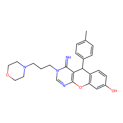 4-imino-3-(3-morpholinopropyl)-5-(p-tolyl)-4,5-dihydro-3H-chromeno[2,3-d]pyrimidin-8-ol structure