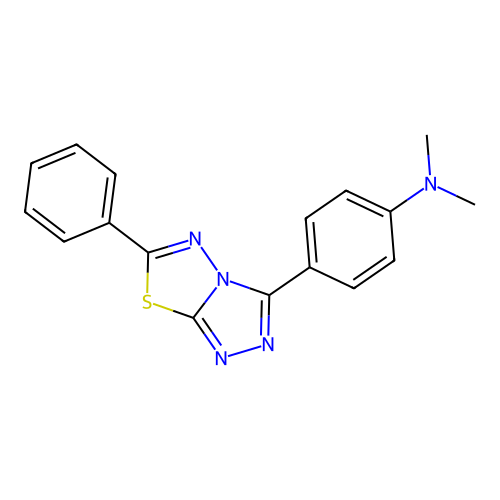 N,N-dimethyl-4-(6-phenyl-[1,2,4]triazolo[3,4-b][1,3,4]thiadiazol-3-yl)aniline structure