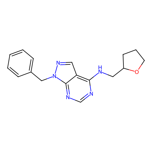 1-benzyl-N-((tetrahydrofuran-2-yl)methyl)-1H-pyrazolo[3,4-d]pyrimidin-4-amine structure
