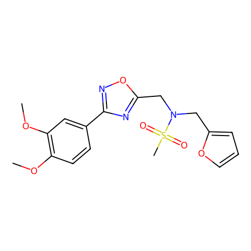 N-((3-(3,4-dimethoxyphenyl)-1,2,4-oxadiazol-5-yl)methyl)-N-(furan-2-ylmethyl)methanesulfonamide structure