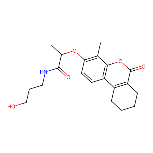 N-(3-hydroxypropyl)-2-((4-methyl-6-oxo-7,8,9,10-tetrahydro-6H-benzo[c]chromen-3-yl)oxy)propanamide structure