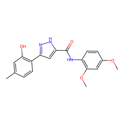 N-(2,4-dimethoxyphenyl)-3-(2-hydroxy-4-methylphenyl)-1H-pyrazole-5-carboxamide structure
