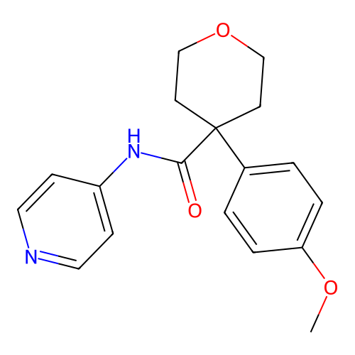 4-(4-methoxyphenyl)-N-(pyridin-4-yl)tetrahydro-2H-pyran-4-carboxamide structure