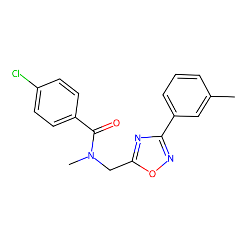 4-chloro-N-methyl-N-[[3-(3-methylphenyl)-1,2,4-oxadiazol-5-yl]methyl]benzamide structure