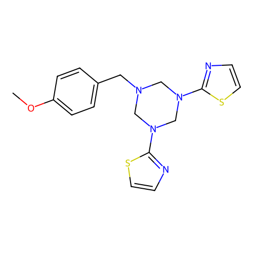 1-(4-Methoxybenzyl)-3,5-di(1,3-thiazol-2-yl)-1,3,5-triazinane structure