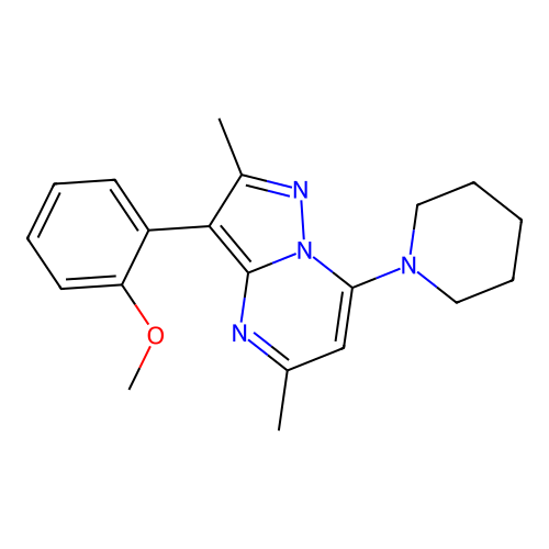 3-(2-Methoxyphenyl)-2,5-dimethyl-7-(piperidin-1-yl)pyrazolo[1,5-a]pyrimidine structure