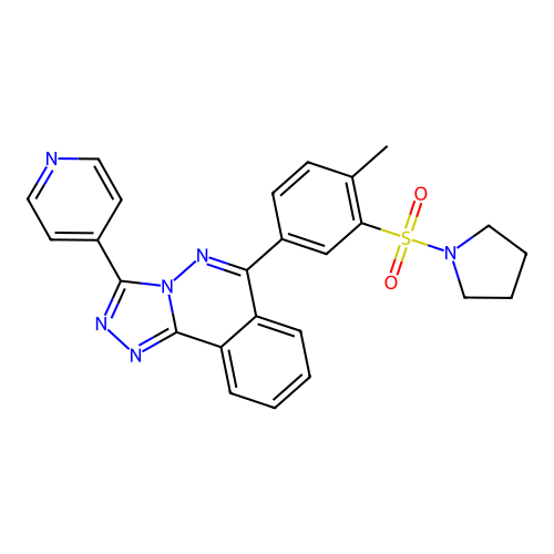 6-[4-methyl-3-(pyrrolidin-1-ylsulfonyl)phenyl]-3-(pyridin-4-yl)[1,2,4]triazolo[3,4-a]phthalazine structure
