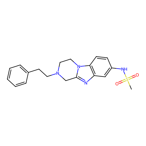 N-(2-phenethyl-1,2,3,4-tetrahydrobenzo[4,5]imidazo[1,2-a]pyrazin-8-yl)methanesulfonamide structure